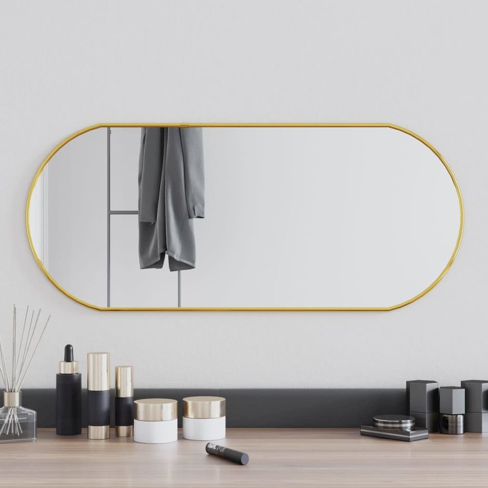 Wall Mirror Gold 27.6"x11.8" Oval