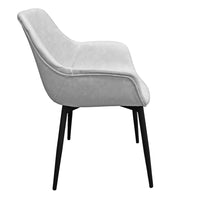 Markley Modern Leather Dining Arm Chair With Metal Legs