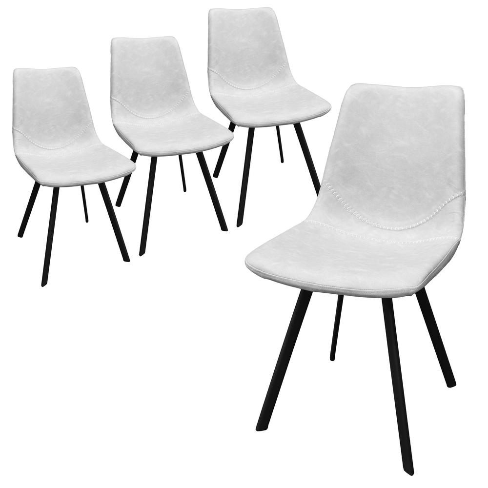 Markley Modern Leather Dining Chair With Metal Legs Set of 4