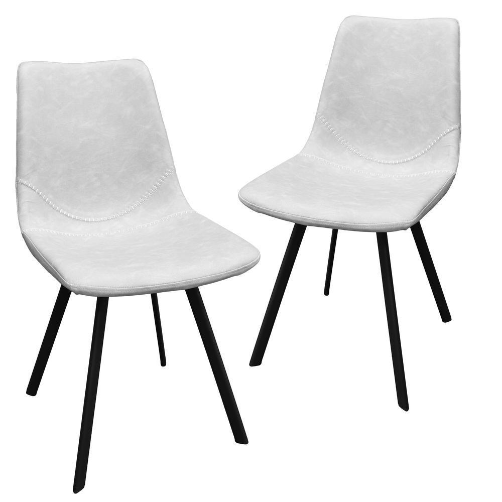 Markley Modern Leather Dining Chair With Metal Legs Set of 2