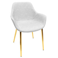 Markley Modern Leather Dining Arm Chair With Gold Metal Legs Set of 4