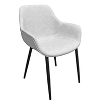 Markley Modern Leather Dining Arm Chair With Metal Legs