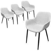 Markley Modern Leather Dining Arm Chair With Metal Legs Set of 4