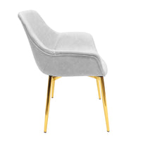 Markley Modern Leather Dining Arm Chair With Gold Metal Legs Set of 4