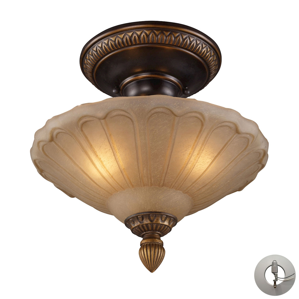 Restoration Flushes 3 Light Semi Flush in Antique Golden Bronze - Includes Adapter Kit