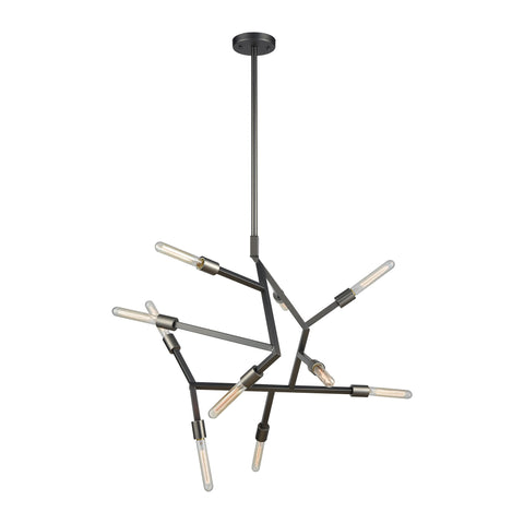 Freeform 10 Light Chandelier in Aged Black Nickel