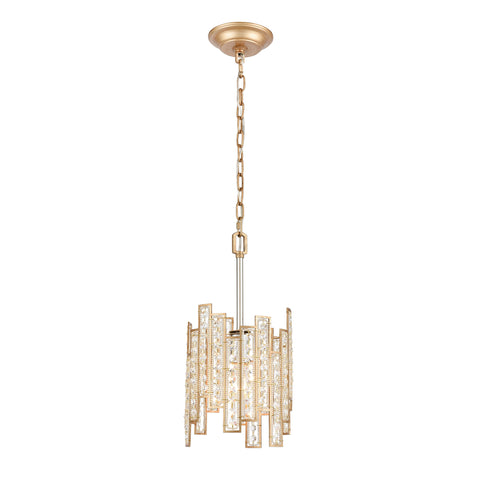 Equilibrium 1-Light Mini Pendant in Matte Gold with Clear Crystal