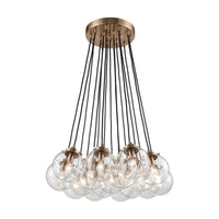 Boudreaux 17 Light Chandelier in Satin Brass with Clear Glass