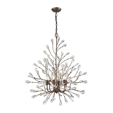 Crislett 6 Light Chandelier in Sunglow Bronze with Clear Crystal