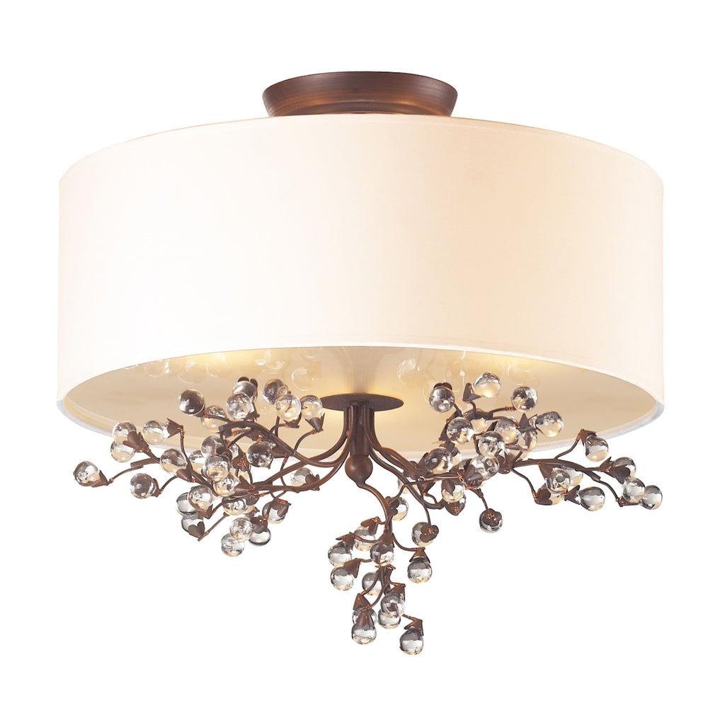 3 light semi flush in Antique Darkwood