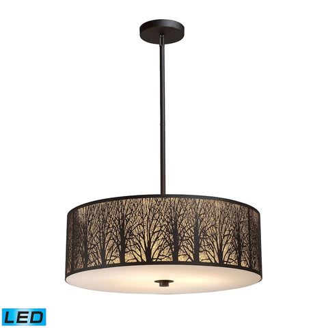 Woodland Sunrise 5-Light Pendant in Aged Bronze - LED, 800 Lumens (4000 Lumens Total) with Full Scal