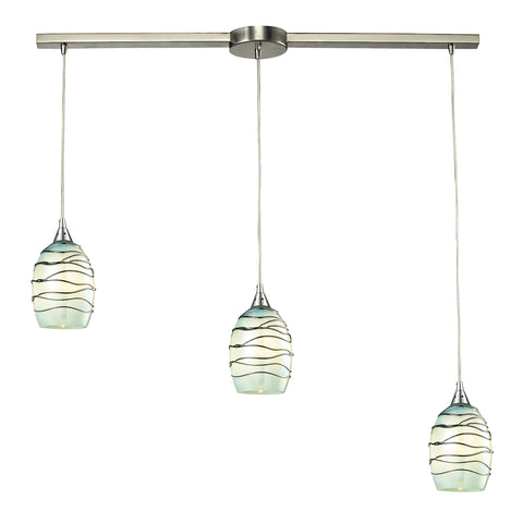 Vines Collection 3 light pendant in Satin Nickel