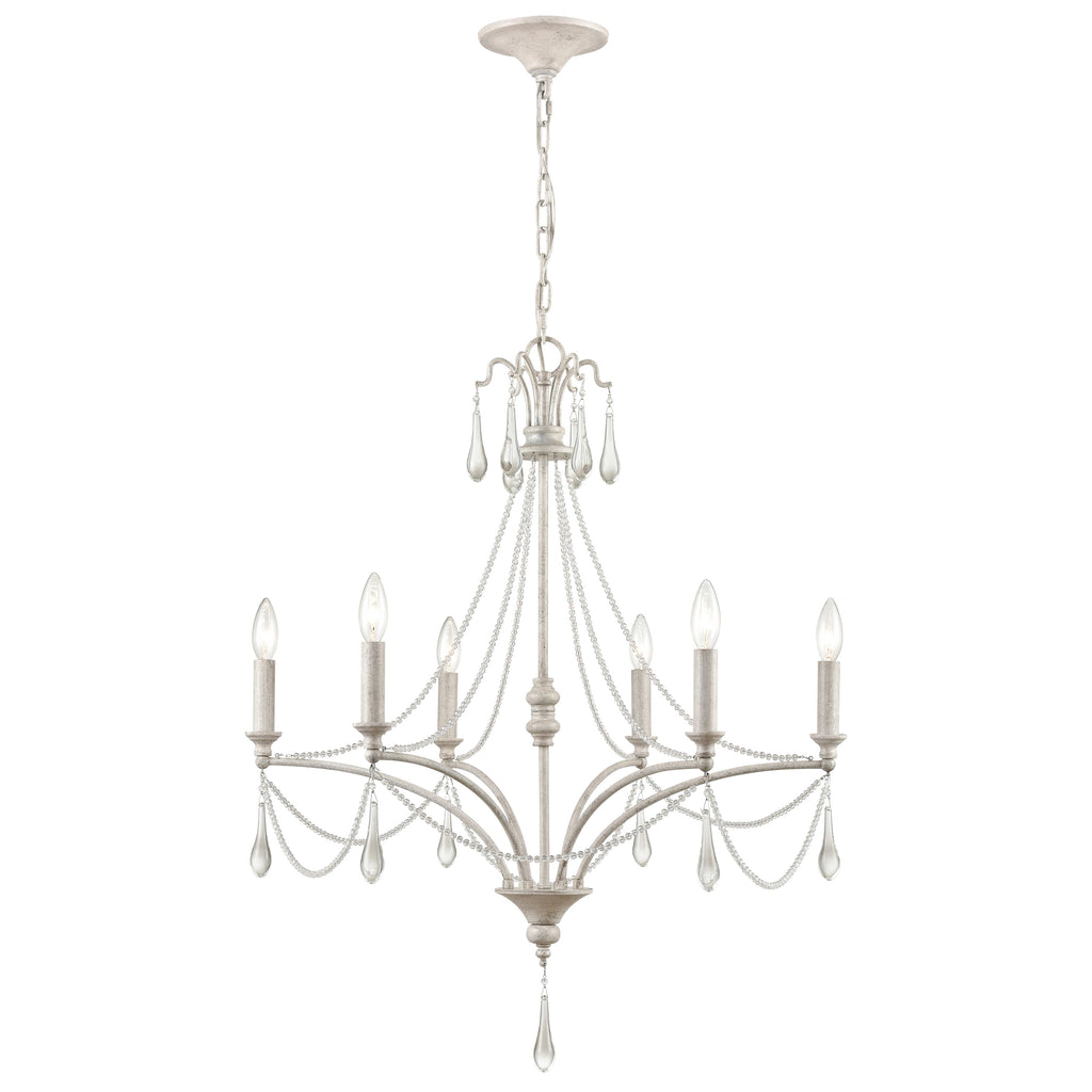 French Parlor 27'' Wide 6-Light Chandelier - Vintage White