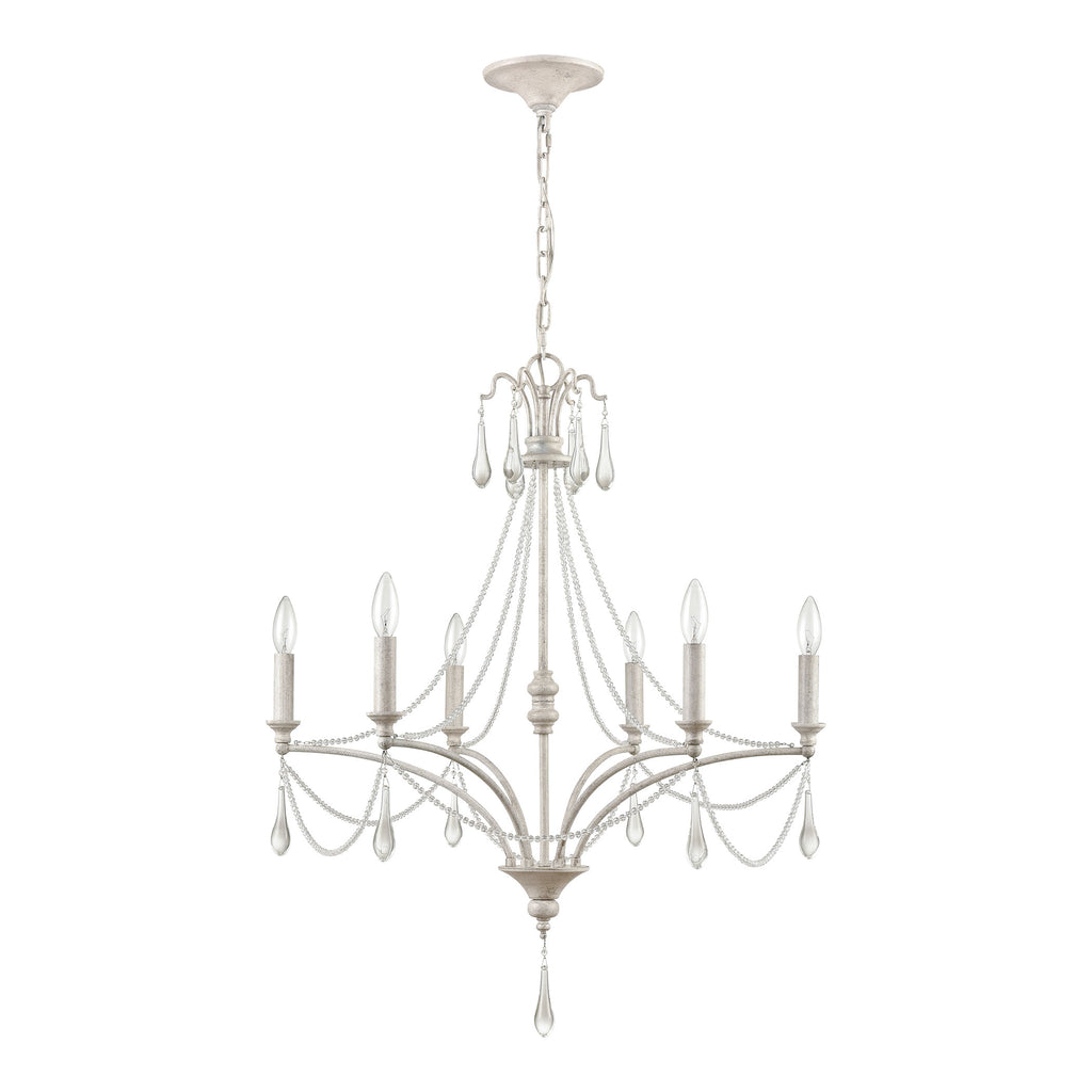 French Parlor 27'' Wide 6-Light Chandelier - Vintage White