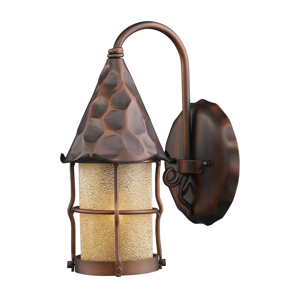 Rustica 1-Lt Od Wall Sconce in Antique Copper W/Scavo Gl