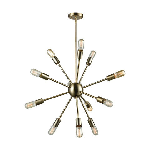 Delphine 12 Light Chandelier in Satin Brass