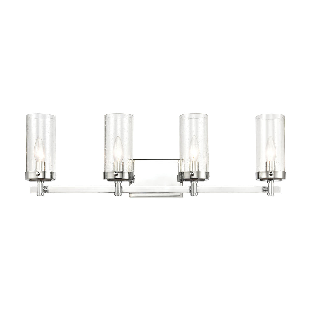 Melinda 4-Light Vanity Light in Polished Chrome with Seedy Glass