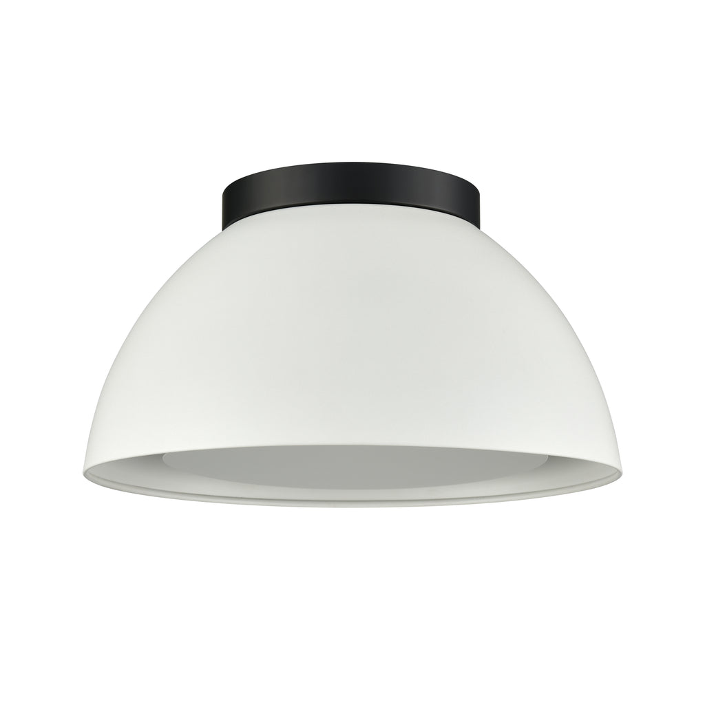 Pelham 10'' Wide 2-Light Flush Mount - Matte Black with Matte White