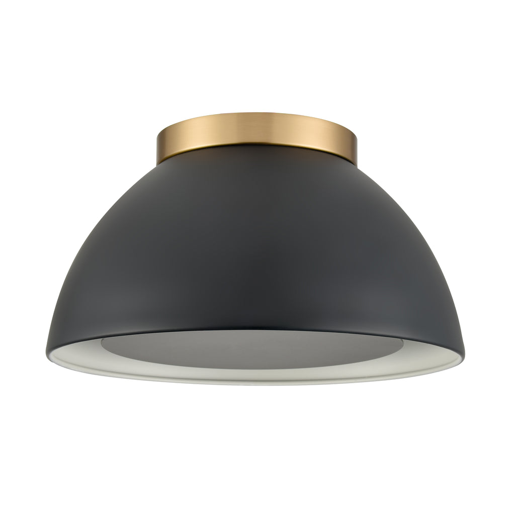 Pelham 10'' Wide 2-Light Flush Mount - Satin Brass with Matte Black