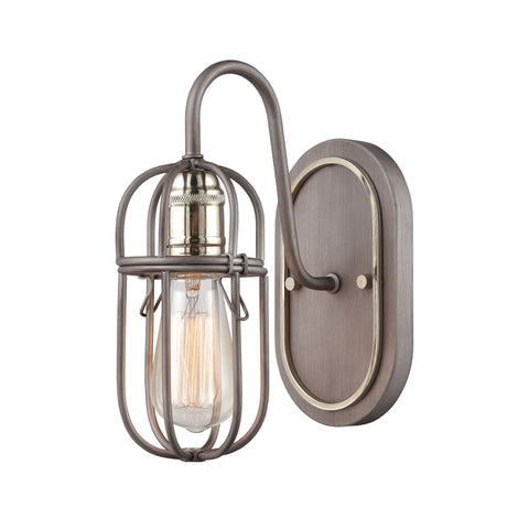 Industrial Cage 1-Light Vanity Light in Weathered Zinc