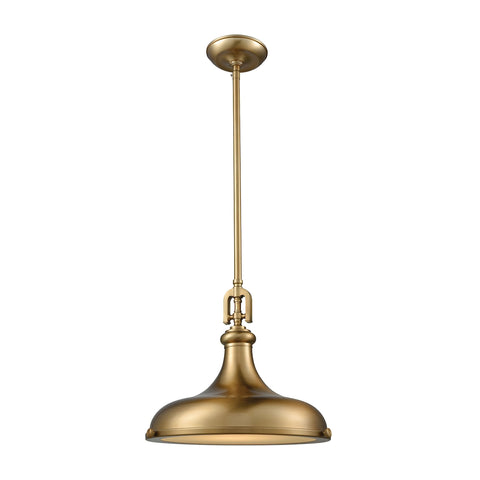 Rutherford 1 Light Pendant in Satin Brass with Frosted Glass Diffuser