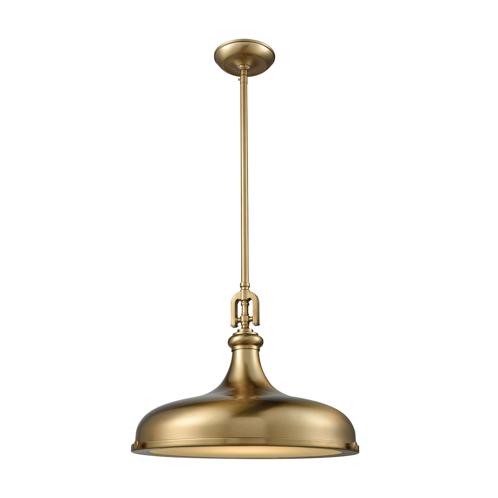 Rutherford 1 Light Pendant in Satin Brass with Frosted Glass Diffuser