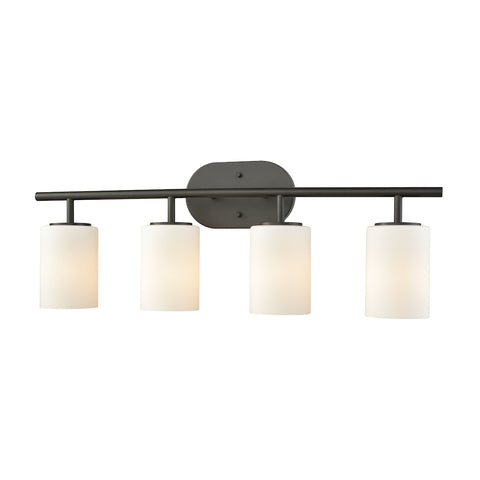 Pemlico 4-Light Vanity in Oil Rubbed Bronze with White Glass