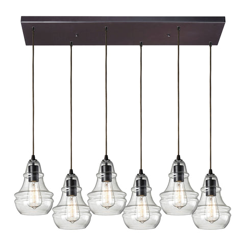 Menlow park 6- Light Pendant in Oiled Bronze