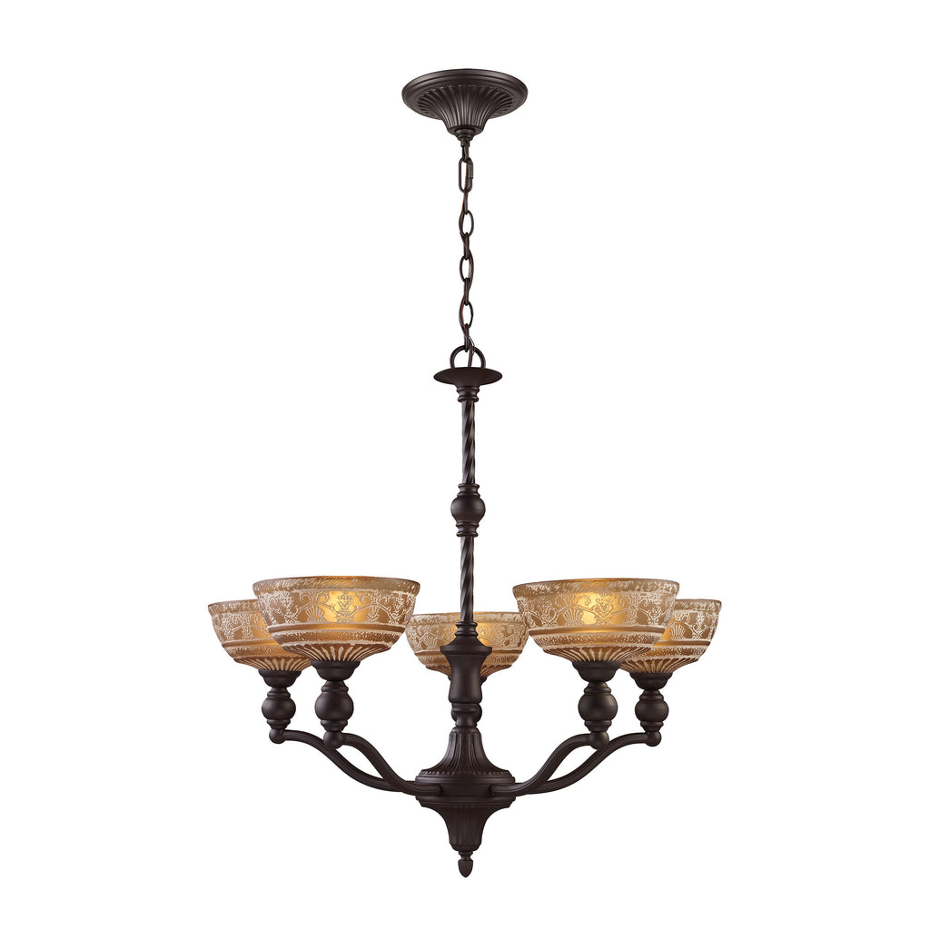 Norwich 5-Light Chandelier in Oiled Bronze