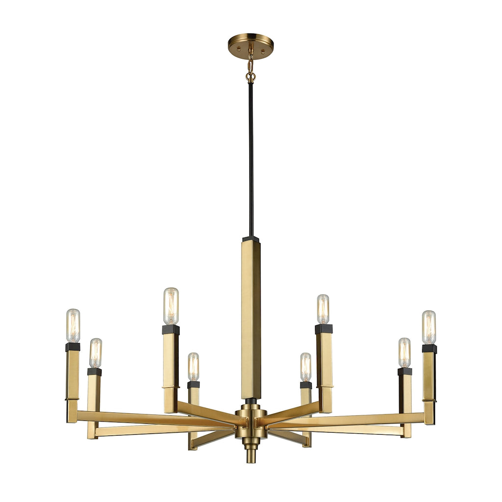 Mandeville 8 Light Chandelier in Satin Brass with Oil Rubbed Bronze Accents