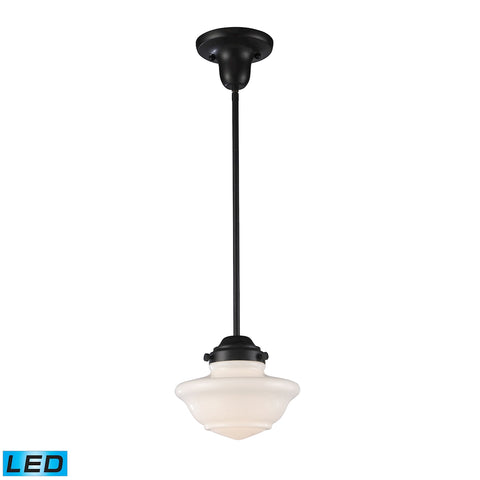 Schoolhouse 1-Light Pendant in Oiled Bronze - LED Offering Up To 800 Lumens (60 Watt Equivalent) Wi