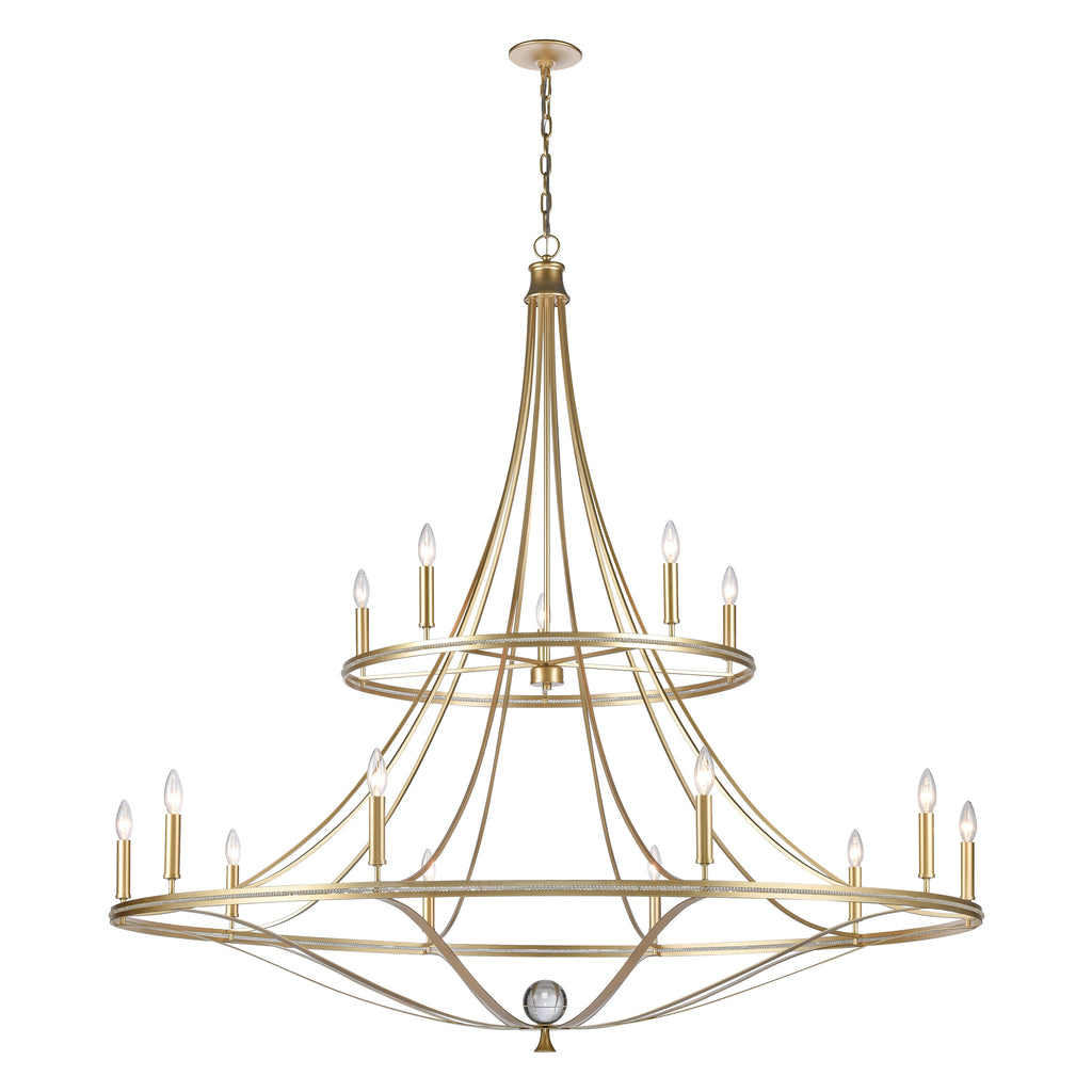 Noura 60'' Wide 15-Light Chandelier - Champagne Gold