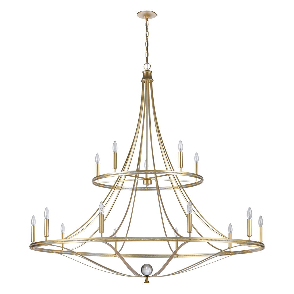 Noura 60'' Wide 15-Light Chandelier - Champagne Gold