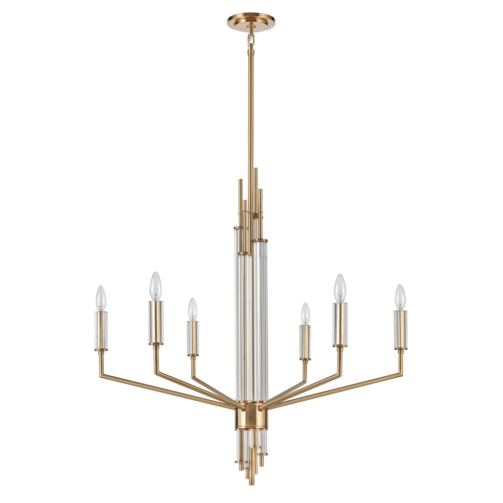 Serena 34'' Wide 6-Light Chandelier - Satin Brass