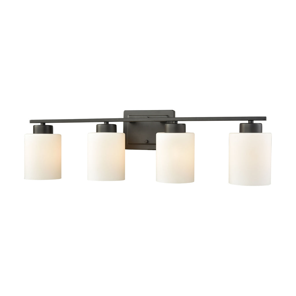 Summit Place 4 Light Bath In Oil Rubbed Bronze With Opal White Glass