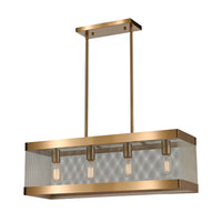 Line in the Sand 4-Light Linear Chandelier in Satin Brass and Antique Silver